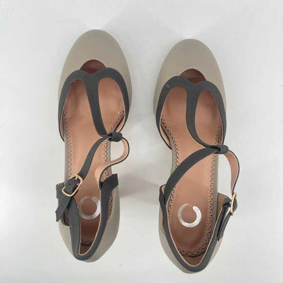 Brinley Co. Olina Grey Faux Leather T-Strap Mary Jane Heels, Size 8.5, NIB - Picture 5 of 15